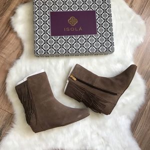 Tricia fringe wedge boots